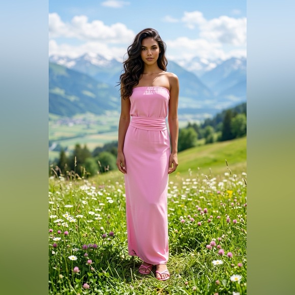 AKA New York Dresses & Skirts - AKA New York Silk Strapless Maxi Dress XS Open Back Bow Pink (optional)